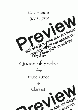 page one of Arrival of the Queen of Sheba