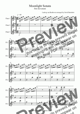 page one of Moonlight Sonata (1st movement) for Flute Trio