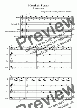 page one of Moonlight Sonata (1st movement) for Wind Trio