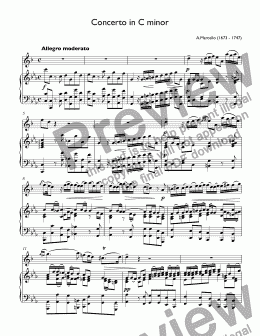 page one of Marcello, Alessandro - Concerto in C minor BWV 974  - I. Allegro for trumpet piccolo Bb & piano (arr. Balsom)