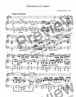 page one of Marcello, Alessandro - Concerto in A minor BWV 974 - I. Allegro for trumpet Bb & piano 