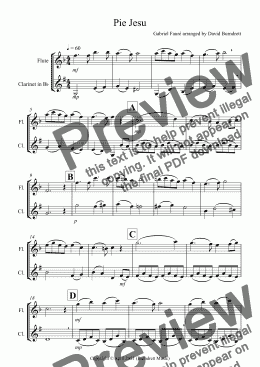 page one of Pie Jesu (from Requiem) for Flute and Clarinet Duet