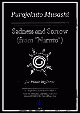 page one of Sadness and Sorrow from "Naruto" for Piano Beginner (fingered)