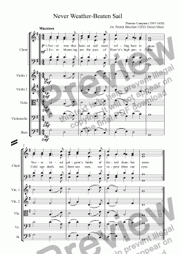 page one of Never Weather-Beaten Sail for S.A.T.B. Choir and small Orchestra