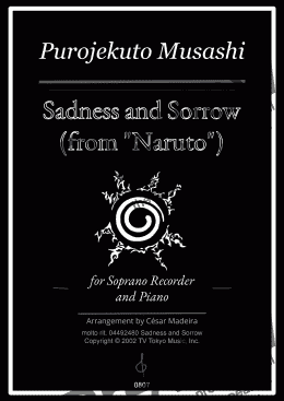 page one of Sadness and Sorrow from "Naruto" for Soprano Recorder and Piano 