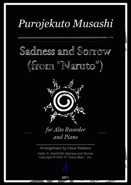 page one of Sadness and Sorrow from "Naruto" for Alto Recorder and Piano