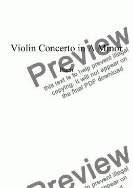 page one of Bach Violin Concerto in A minor for String Quartet