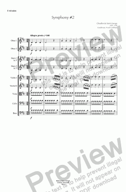 page one of St. Georges  Symphony #2  Joseph Bologne