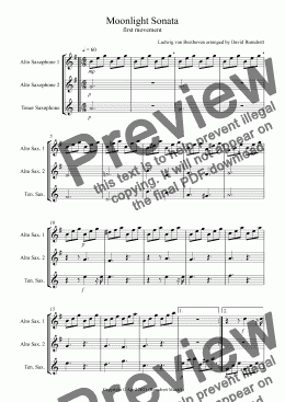 page one of Moonlight Sonata (1st movement) for Saxophone Trio