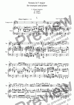 page one of Sonata in F major for trumpet and piano - I Allegro leggiero
