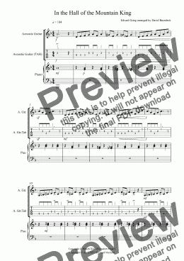 page one of In the Hall of the Mountain King for Guitar and Piano