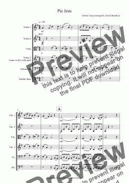 page one of Pie Jesu (from Requiem) for String Orchestra