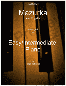 page one of Mazurka from Coppelia arranged for easy piano