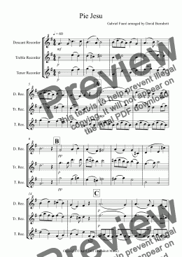 page one of Pie Jesu (from Requiem) for Recorder Trio