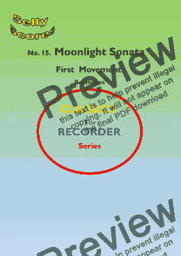 page one of CLASSICS FOR RECORDER SERIES  15 Moonlight Sonata  Movt 1   for Descant Recorder and Piano