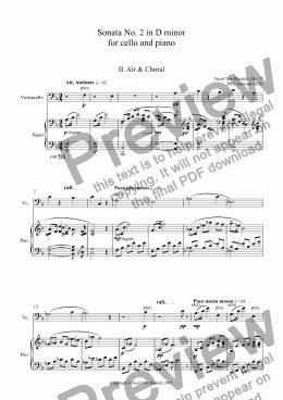 page one of Sonata No. 2 in D minor for cello and piano, Op. 17 - II. Air & Choral