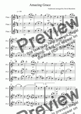 page one of Amazing Grace for Flute Trio