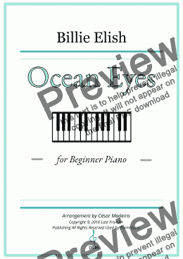 page one of Ocean Eyes by Billie Elish for Easy Piano