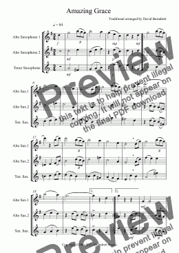 page one of Amazing Grace for Saxophone Trio