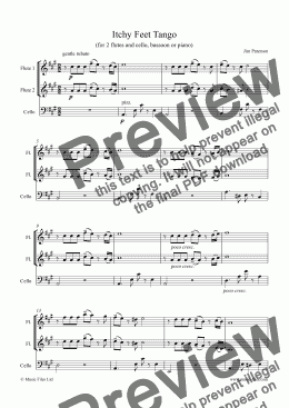 page one of Itchy Feet Tango (2 flutes & cello or piano)