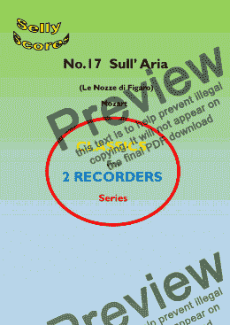 page one of CLASSIC FOR RECORDER SERIES   17. Sull' Aria (Le Nozze di Figaro)  for 2 Descant Recorders and Piano