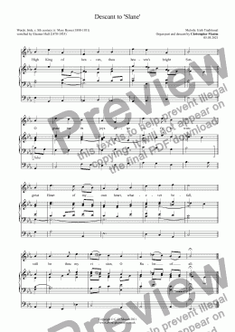 page one of Descant to 'Slane'