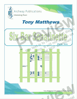 page one of Six Bar Sonatinette - Piano Solo