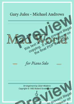 Mad World Sheet music for Piano, Vocals (Solo)
