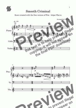 page one of Smooth Criminal for Violin, Cello, Piano