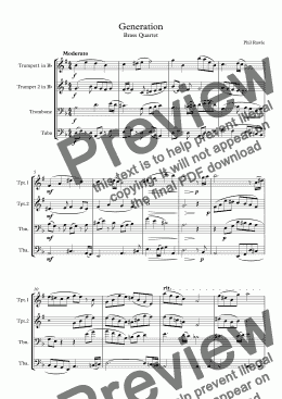 page one of Generation - Brass Quartet