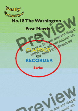 page one of CLASSICS FOR RECORDER SERIES 18. The Washington Post March  Sousa   for Descant Recorder and Piano