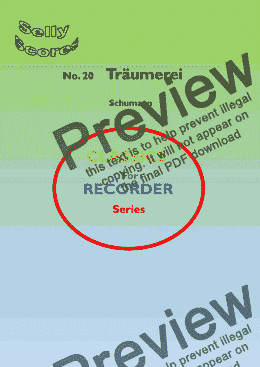 page one of CLASSIC FOR RECORDER SERIES  20. Traumerei  (Kinderszenen)  Schumann  for Descant Recorder and Piano