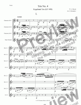 page one of Trio No.4, Kegelstatt Trio (KV 498)