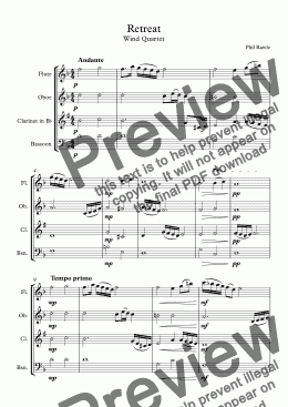 page one of Retreat - Wind Quartet