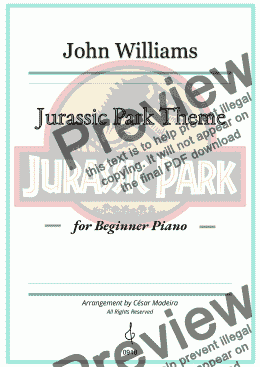 page one of Jurassic Park for Easy Piano