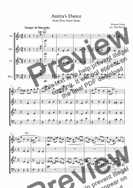 page one of Anitra's Dance - Wind Quartet