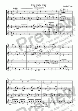 page one of Raggedy Rag for Sax Quartet