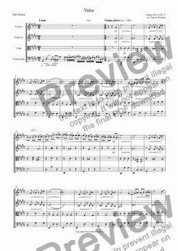 page one of Chopin Valse Waltz Op. 64 No. 2 for String Quartet