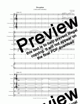 page one of Deception (for viola and orchestra) - Score and parts