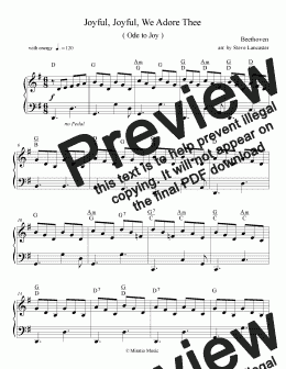 page one of Joyful, Joyful, We Adore Thee (Ode to Joy) - triplet arr. for solo piano