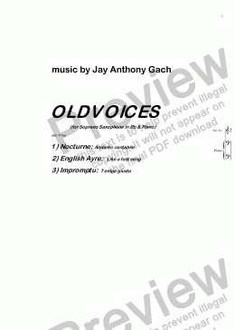 page one of OLD VOICES  for Sop. Sax and Piano 