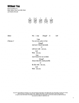 page one of Without You (Guitar Chords/Lyrics)