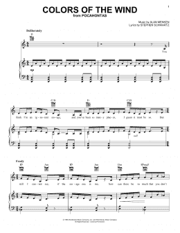 page one of Colors Of The Wind (from Pocahontas) (Piano, Vocal & Guitar Chords (Right-Hand Melody))