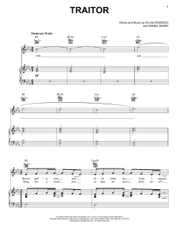 traitor (Piano, Vocal & Guitar Chords (Right-Hand Melody)) - Print Now