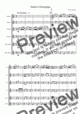 page one of Sailor's Hornpipe - Original for Flute Choir