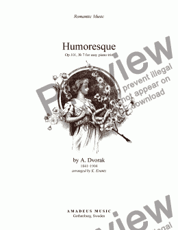 page one of Humoresque Op.101, no. 7 for easy piano trio (fl/vln)