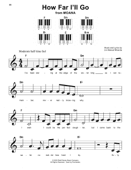 page one of How Far I'll Go (from Moana) (Super Easy Piano)