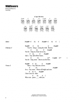 page one of Wildflowers (Guitar Chords/Lyrics)