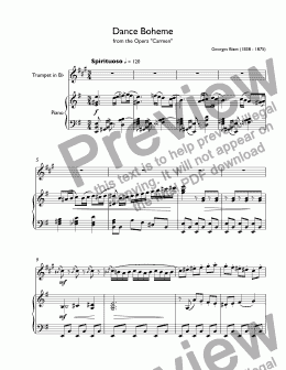 page one of Bizet, Georges - Dance Boheme from opera Carmen for trumpet Bb & piano