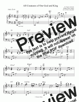 page one of All Creatures of Our God and King - peaceful reharmonization arr. for solo piano